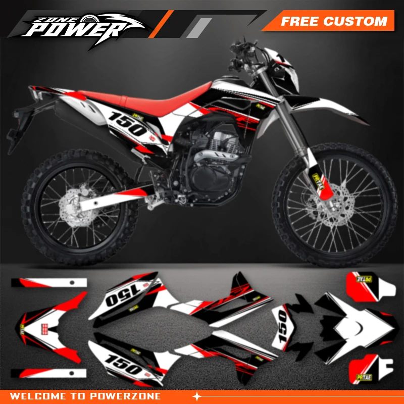 Powerzone Motorcycle Graphic Decal Stickers Kits For Honda CRF150L 2018 2019 2020 2021 Number Name Customize 005