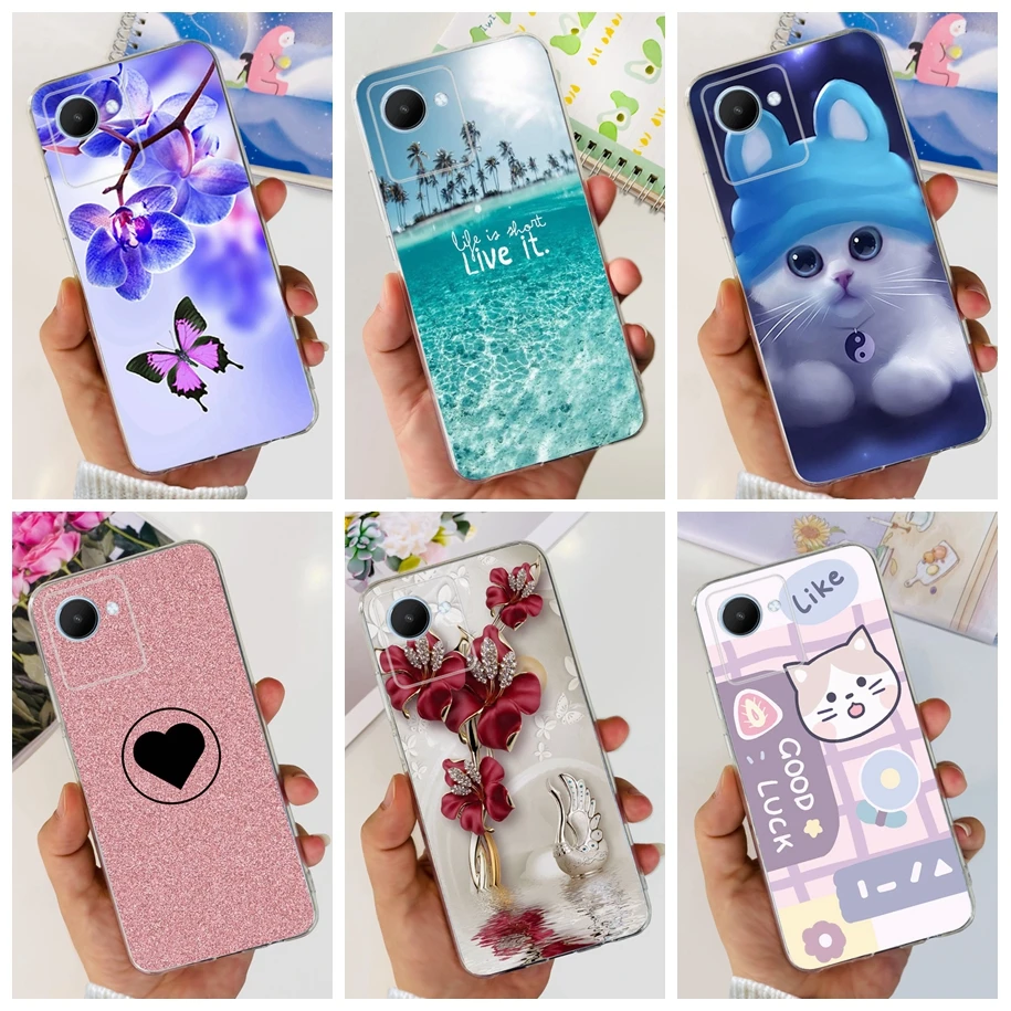 Case For Realme C30 C30S Narzo 50i Prime Back Cover Cute Love Heart Cartoon Bumper Soft Cover Fundas For Oppo Realme C30 S Capas