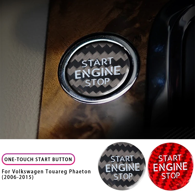 Carbon Fiber Car Engine Start Stop Button Trim Sticker Cover Interior Accessories For VW Volkswagen Touareg Phaeton 2006-2015