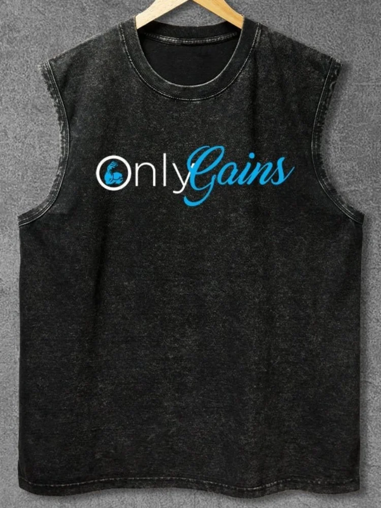 Only Gains Washed Tank Fashion Summer Sleeveless Round Neck Harajuku Sports Vests 2026 Hiphop Dance Wear Casual Daily Tops
