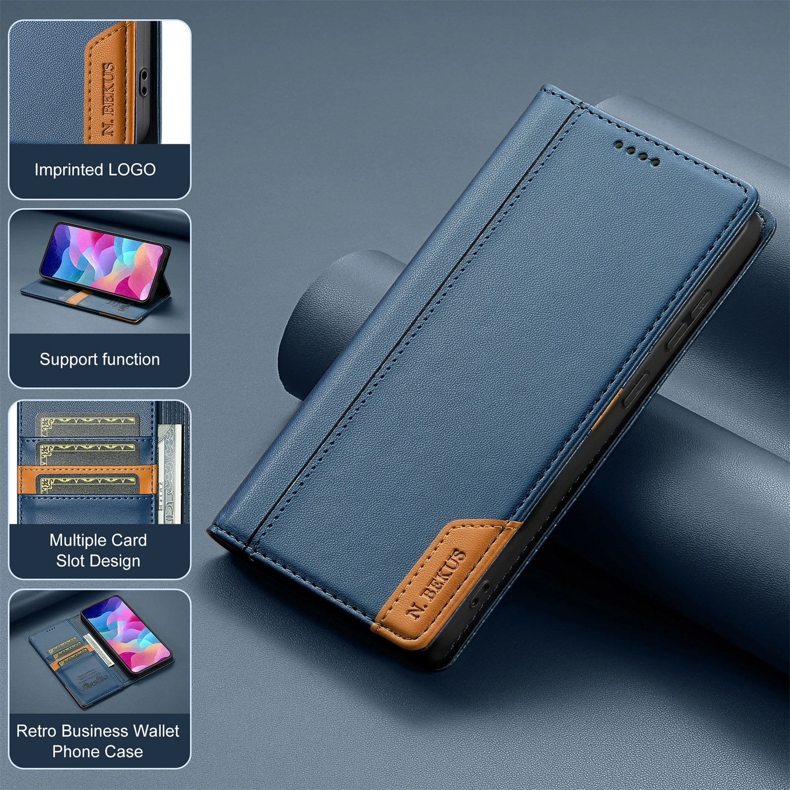 Business Leather Case For Samsung Galaxy A17 A37 A57 A16 A36 A56 A26 A07 A55 A35 A15 A54 A34 A14 A53 A33 A13 Flip Wallet Cover