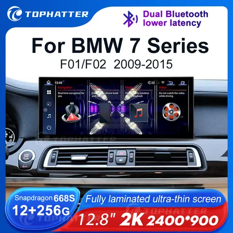 12.8 2K BMW 7 시리즈 F01 F02용 자동차 라디오 화면 CarPlay 안드로이드 자동 멀티미디어 플레이어 내비 디스플레이 헤드 유닛 360 3D 캠 오디오