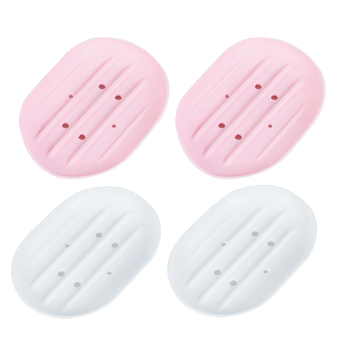 

4pcs Anti-slip Draining Tray Bathroom Kitchen Box Saver Silicone Soap Dish Saver Flexible Soap Holder