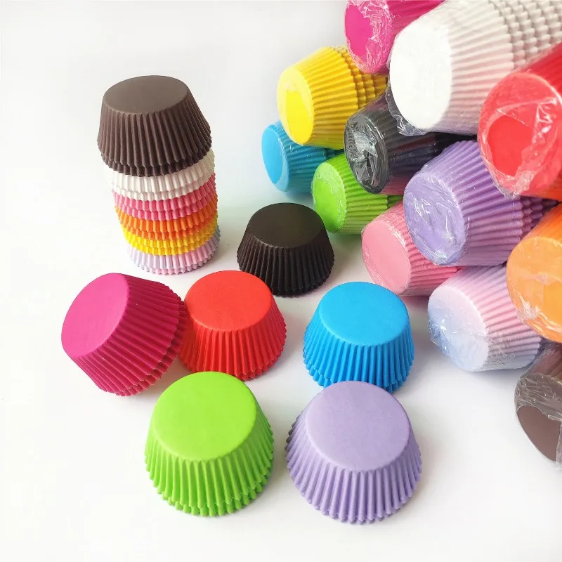 200/300/500 Stuks Gemengde Kleur Baking Cups Cupcakes Muffin Liners Papieren Beker Mallen Vetvrij Wrapper Voor party Bruiloft Verjaardag