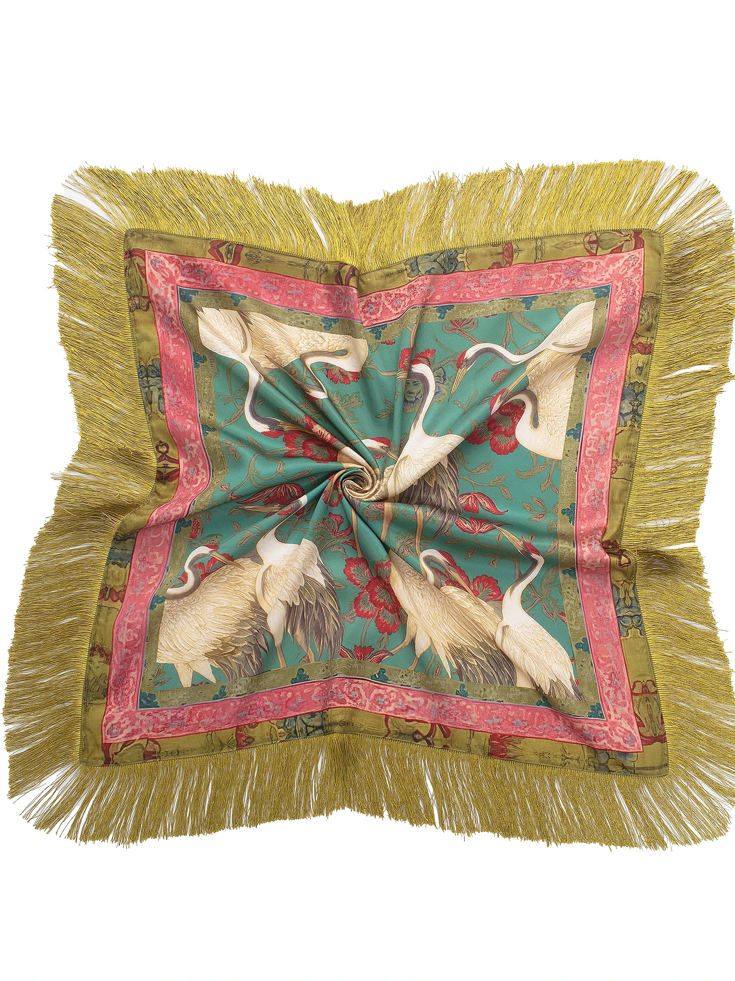 Ethnic Style Phoenix Print Floral Pattern Shawl Neck Decor Tassel  Women's Fashion Summer Scarf Travel Polyester Fiber