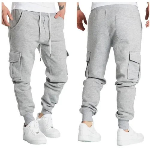 

New Mens Oversized Multi-pocket Drawstring Cargo Pants for Sports and Streetwear Loose Sweatpants Straight Fit Joggers Men Pants