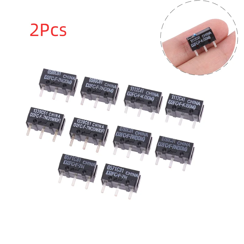 2Pcs Mouse Micro Switch D2FC-F-7N 10M 20M of D2FC-F-K(50M) -RZ D2F D2F-01 D2F-01F D2F-L D2F-01L D2F-FL D2F-F-3-7