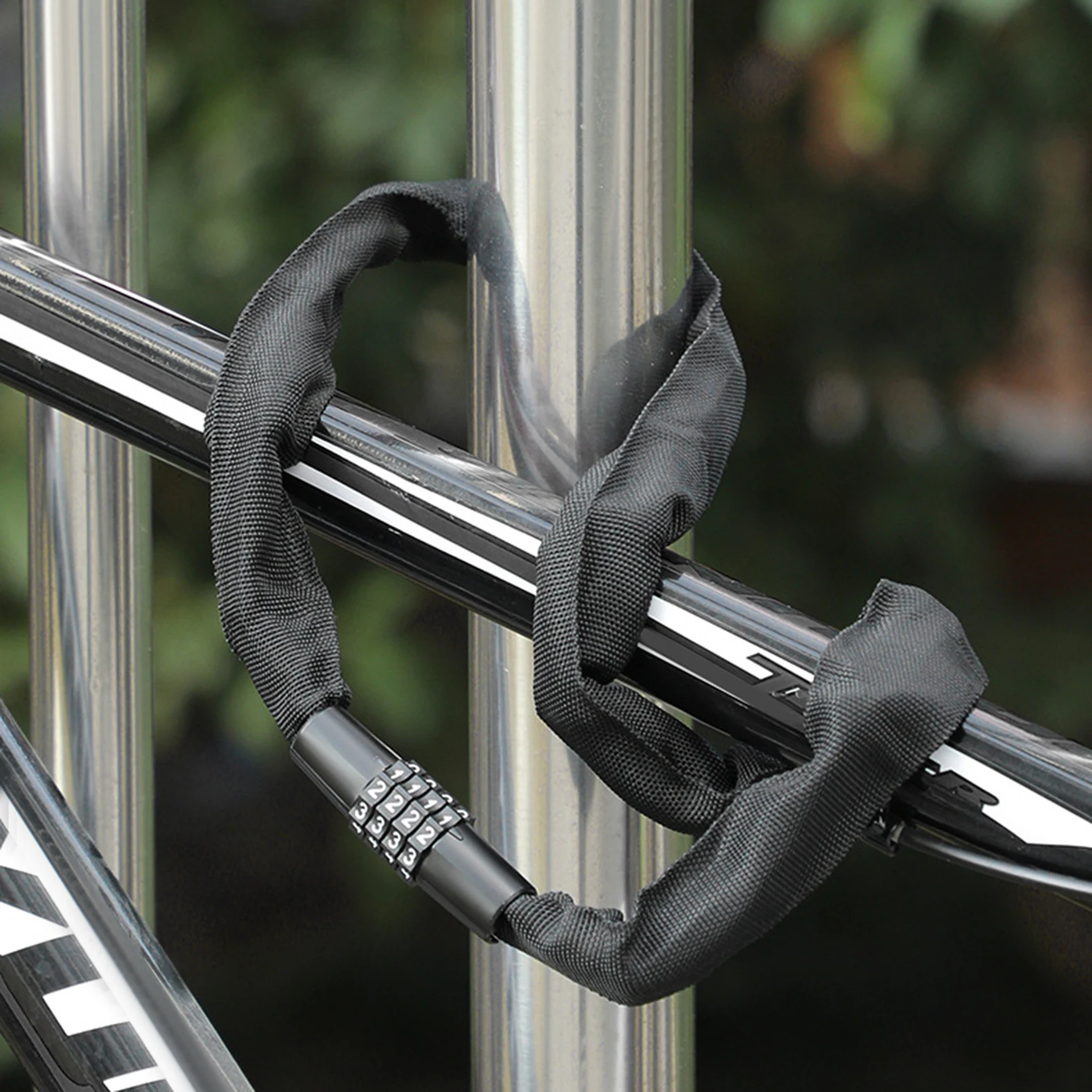 

Сверхмощный 4-значный противоугонный велосипедный замок для велосипеда, электрического велосипеда, мотоцикла, комбинированный кодовый замок цепи 80/100/120 см