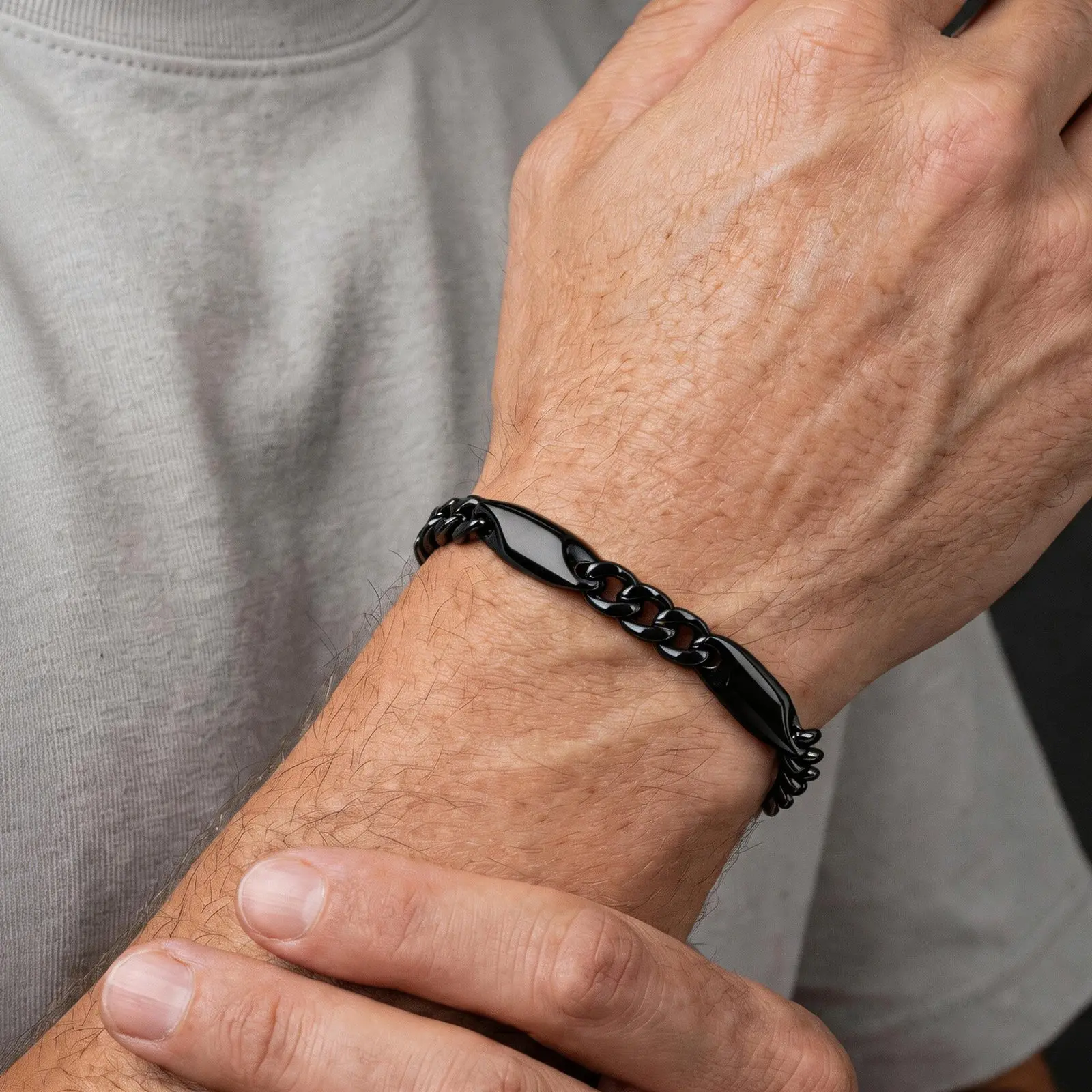 Neue Maßgefertigte 1-5 Charms Kettenarmbänder für Männer, Hip-Hop Edelstahl Gliederarmband, Schmuckgeschenk für Ihn Papa Sohn Bruder – Detail 3