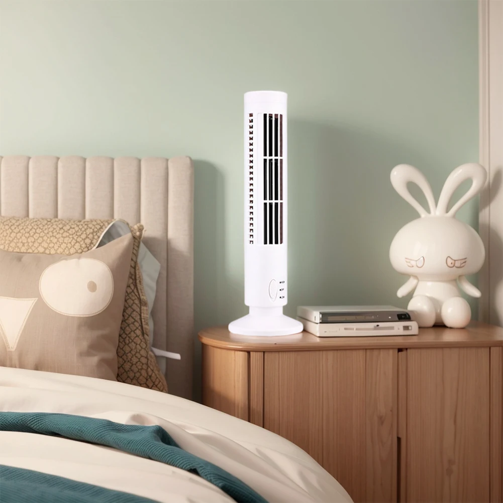 

LED Tower Fan Mini Vertical Conditioner 2 Gear Speed No Leaf Portable Electric Floor Fan for Home Office