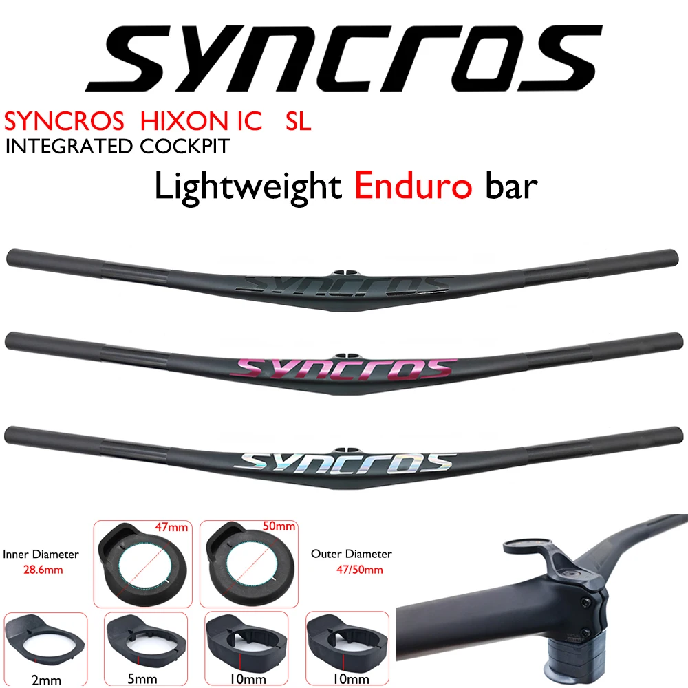 SYNCROS-Mini Carbon Bike Handlebar, Lightweight Enduro Bar with Gasket Accessories, Integrated COCKPIT MTB, HIXON IC SL, 15mm