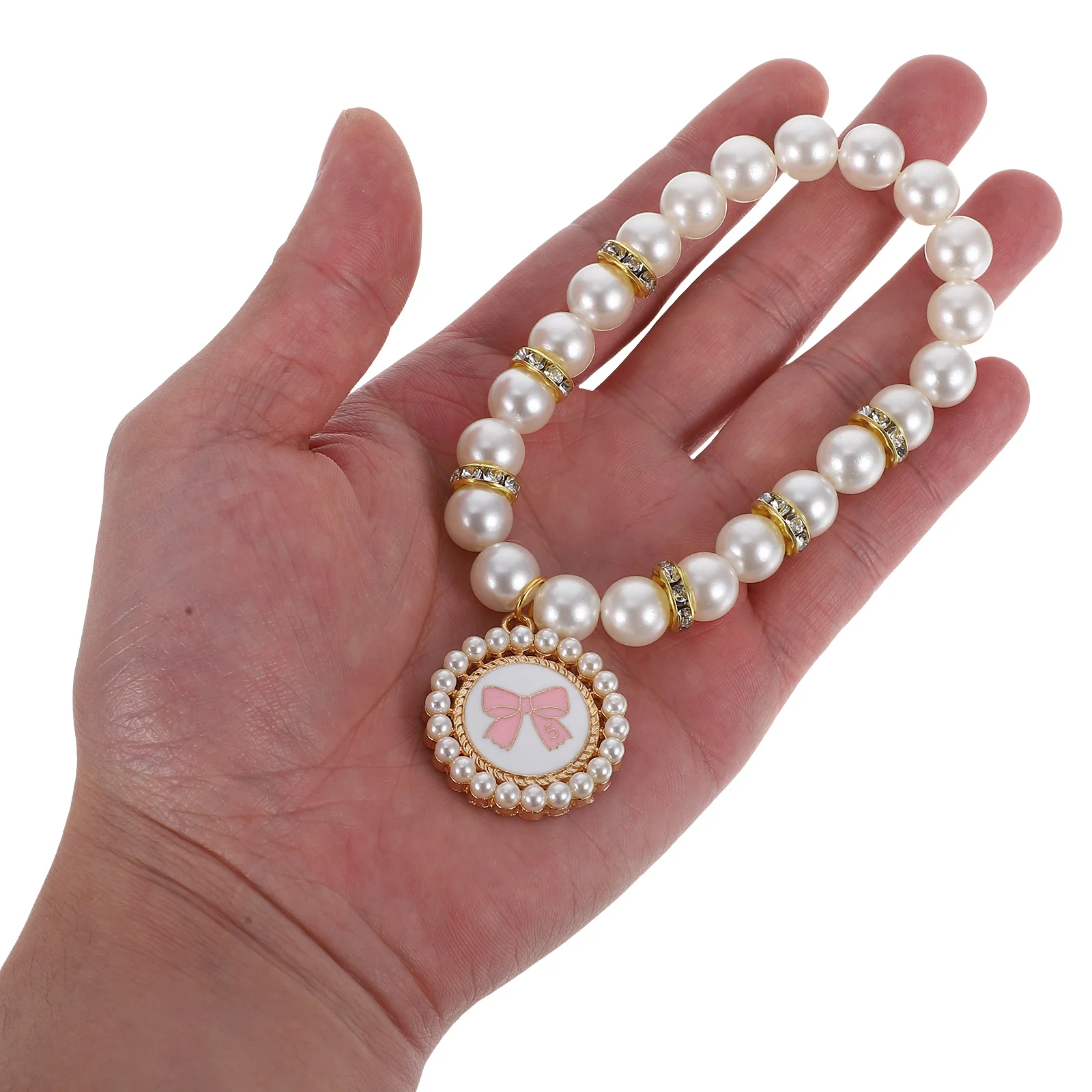 

Pet Necklace For Dogs Cats Pearl Collar With Bowknot Durable Abs Small Medium Large Dog Choker Cat Jewelry Chain