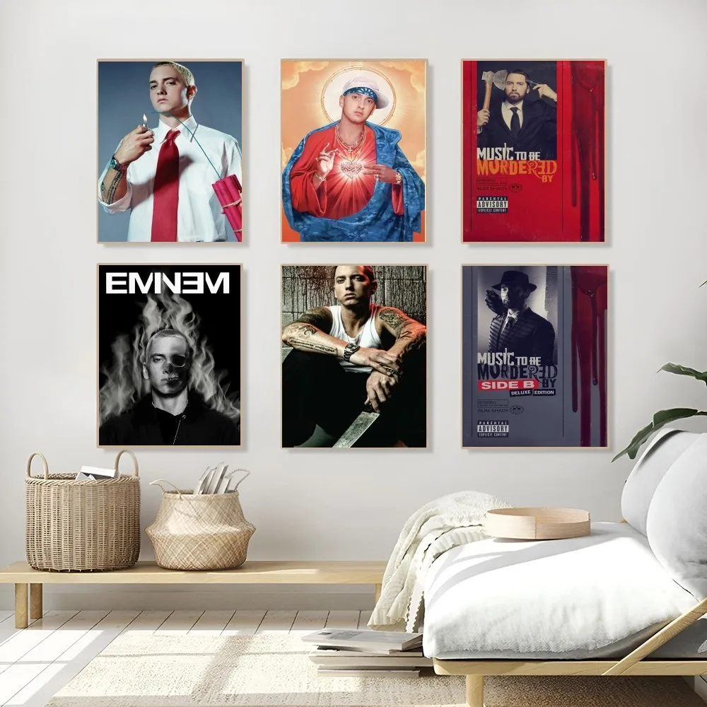 1PC Eminem Rapper Poster Self-adhesive Art Waterproof Paper Sticker Coffee House Bar Room Wall Decor