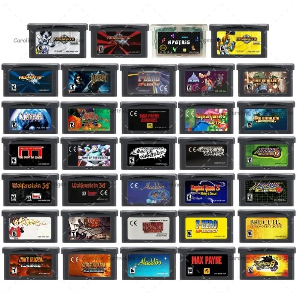 

GBA Game Cartridge Metabee F-Zero Wolfenstein 3D Celeste Duke Vision Quest Magical Quest 32 Bit Video Game Console Card