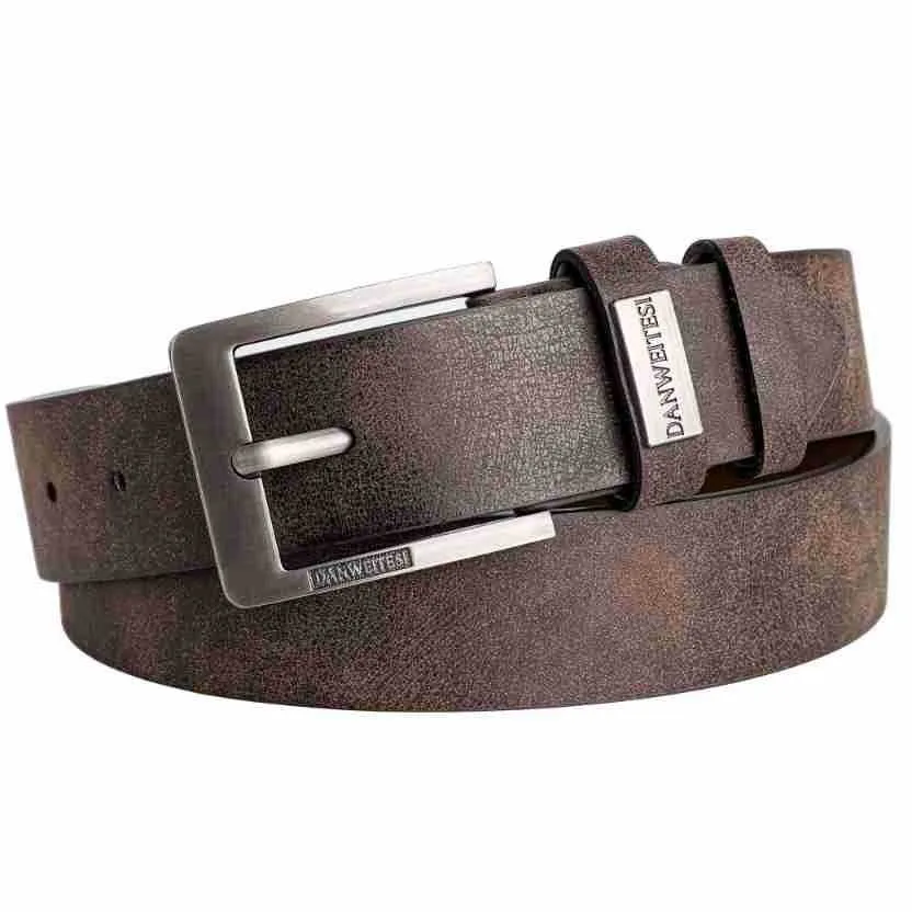 Herren-Gürtel mit Vintage-Dornschließe aus Legierung, lässiger Business-Gürtel aus schlichtem PU-Leder, modischer und vielseitiger Gürtel für junge und mittelalte Männer. – Detail 5