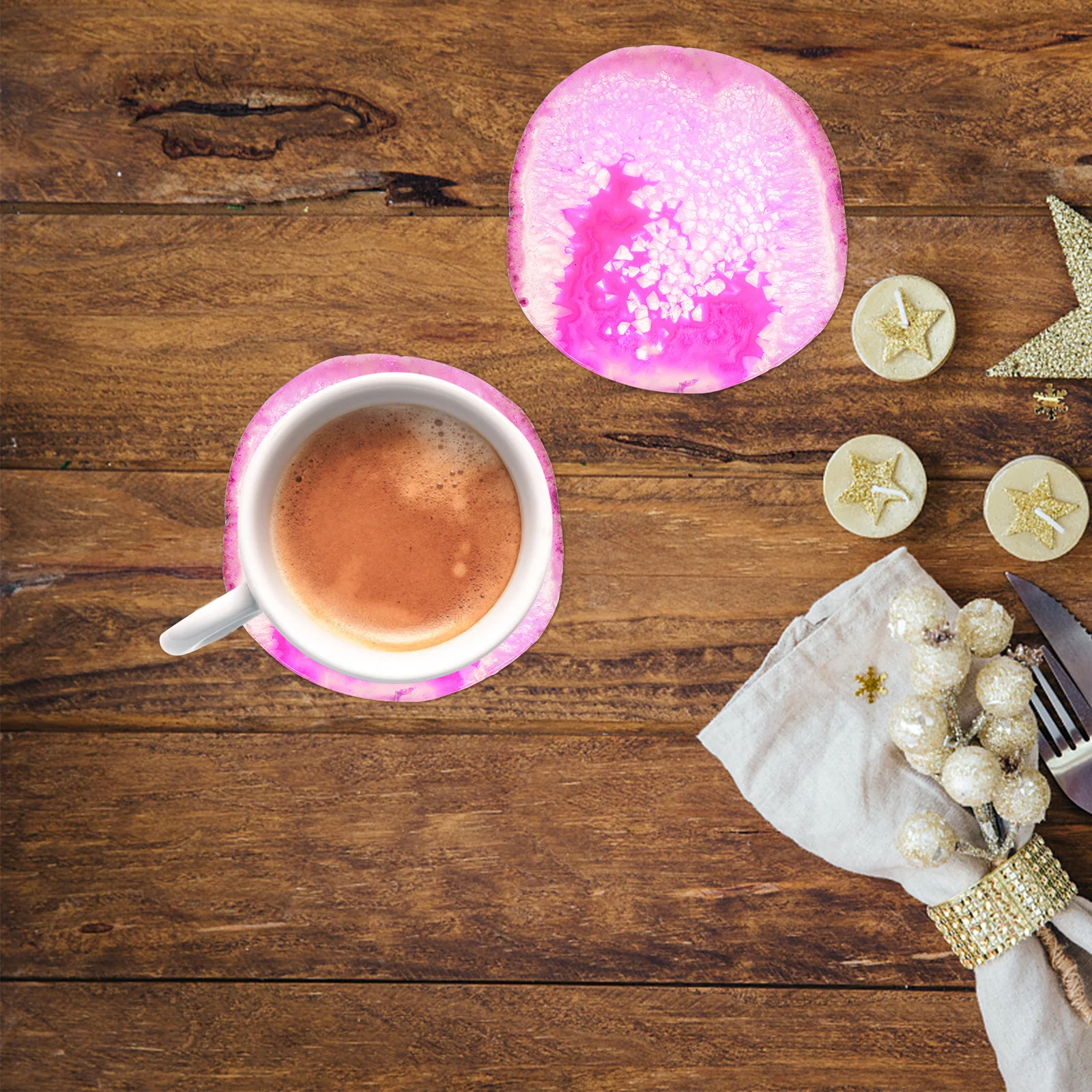 

Agate Stone Coaster Round Natural Agate Cup Mat Non Slip Heat Resistant Absorbent Cup Pad for Home Office Bar Decoration