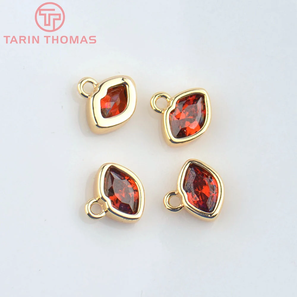 (4892) 4PCS 7x5MM 24K Gold Color Brass with Zircon Lips Shape Charms Pendants High Quality DIY Jewelry Making Findings Wholesale