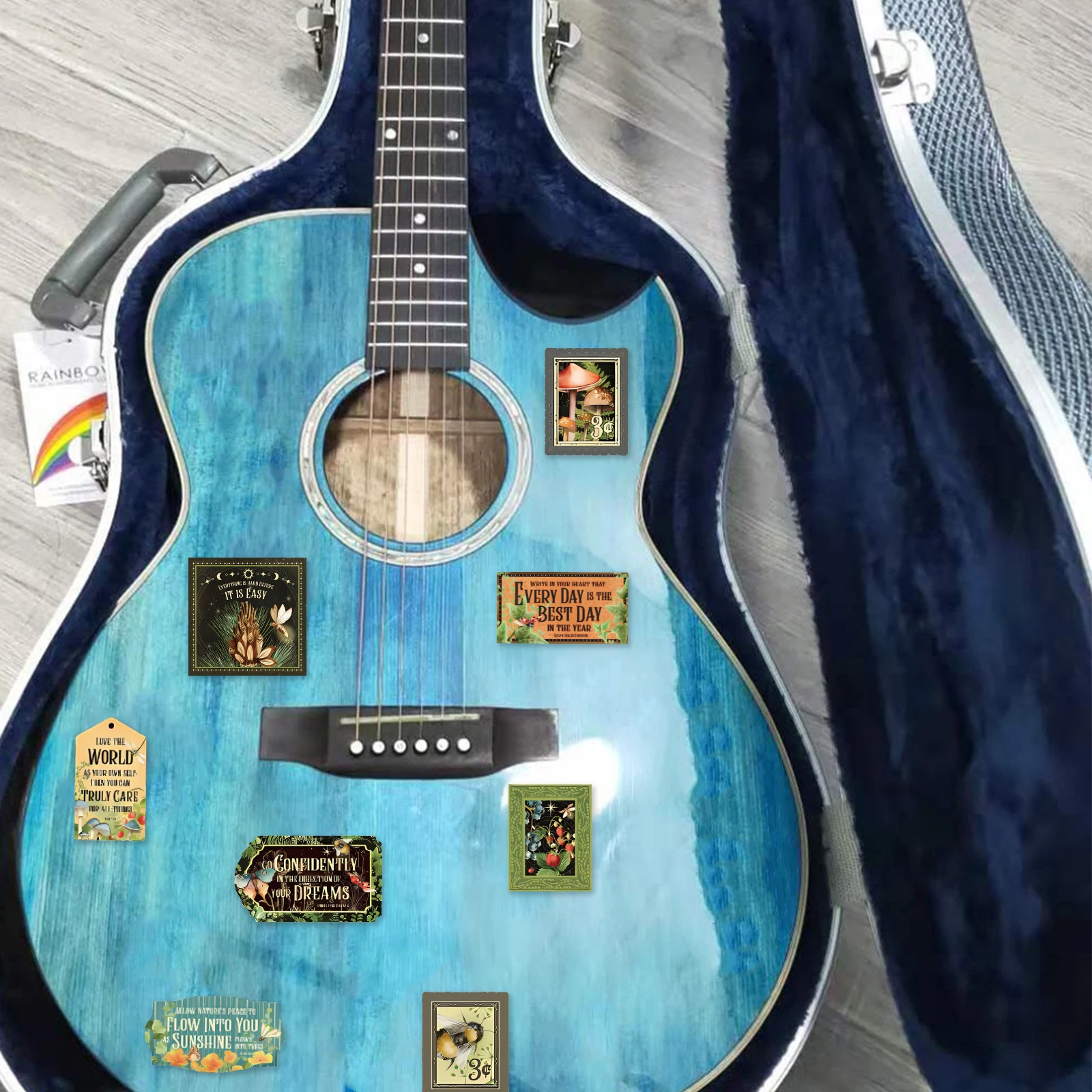 50 個ヴィンテージ草本植物ステッカー黒背景ビニールステッカースクラップブックジャンクジャーナルコラージュ DIY 工芸用品