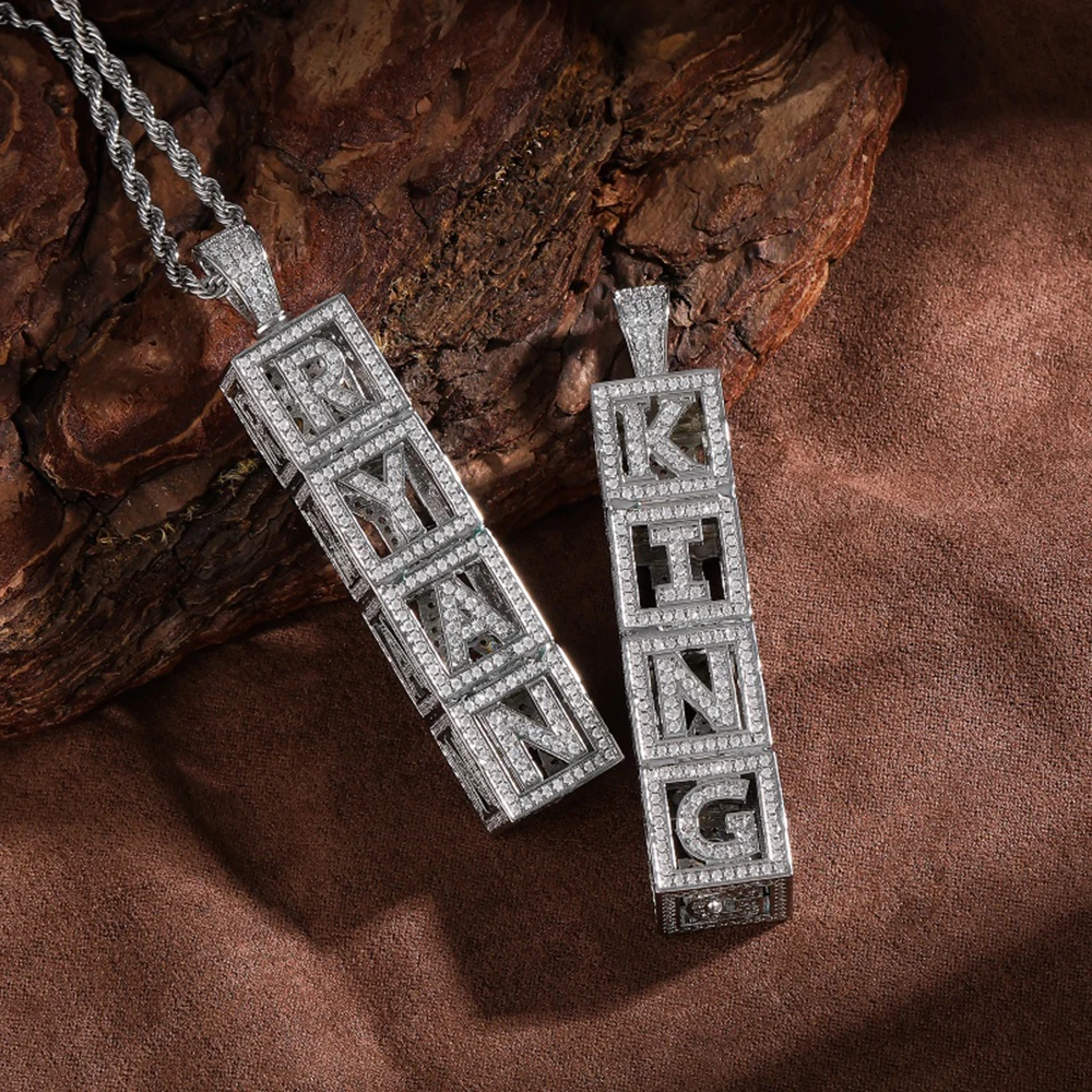 

Подвеска со льдом на заказ с квадратными буквами, индивидуальное ювелирное изделие в стиле хип-хоп, ожерелье, колье, роскошная цепочка, подарок для мужчин и женщин