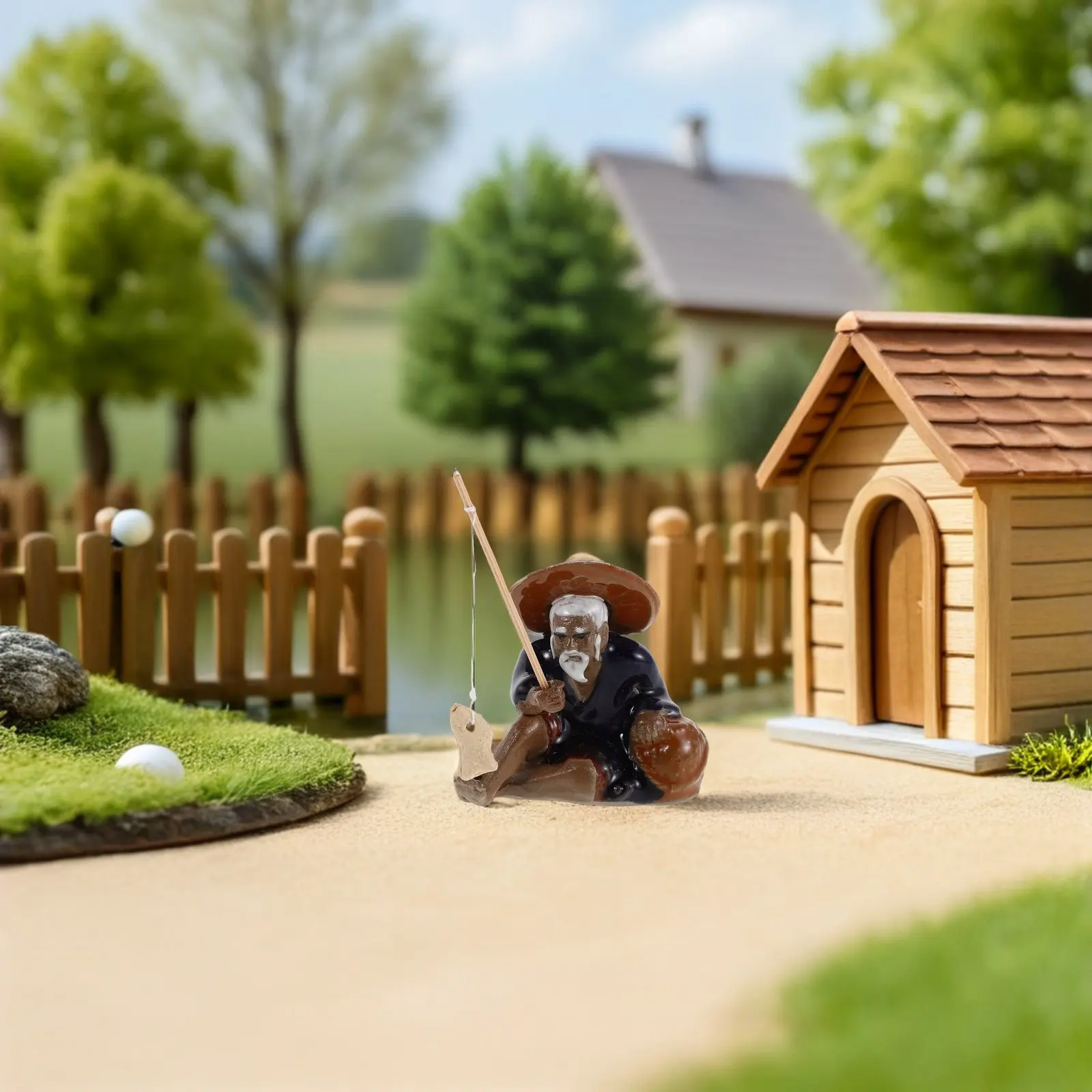 

2 шт. миниатюрных керамических фигурок рыбаков для микроландшафта, сада, аквариума, декоративных элементов