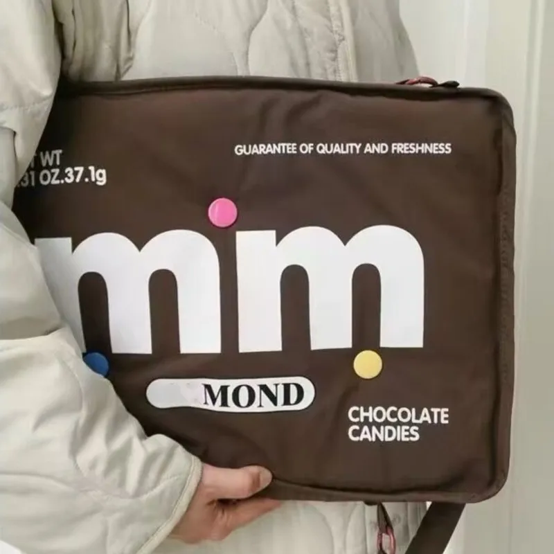 Ins Letter Print Laptop Bag MacBook Air Pro 16 Inch Large Capacity Laptop Sleeve Brown Shockproof Lightweight Shoulder Handbag