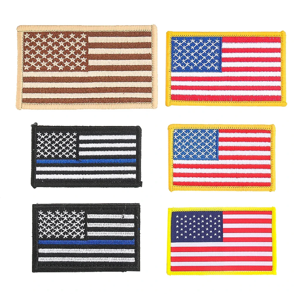 2PCS American Tactical Flag Insignia Embroidered Magic Patches Custom Iron on Transfers for Clothing DIY Apparel Sewing Supplies