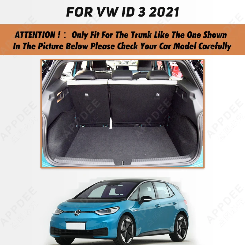 Auto Full Coverage Trunk Mat For VOLKSWAGEN VW ID.3 2021 Car Boot Cover Pad Cargo Liner Interior Protector Accessories