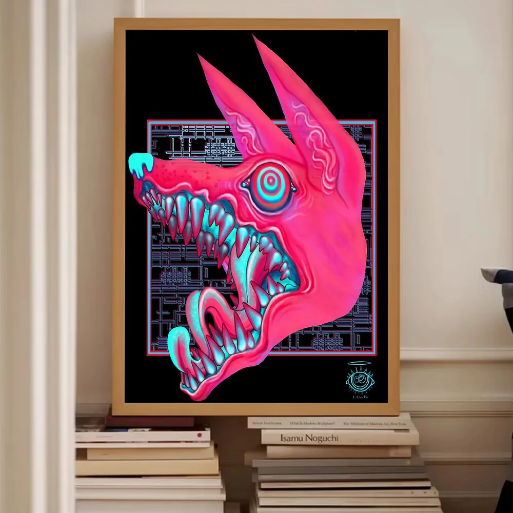 Vaporwave قماش الفن Cyberpunk مستقبلية جدار ديكور مخدر النيون توهج الجمالية غرفة ديكور الخيال العلمي مجردة اللوحة هدية