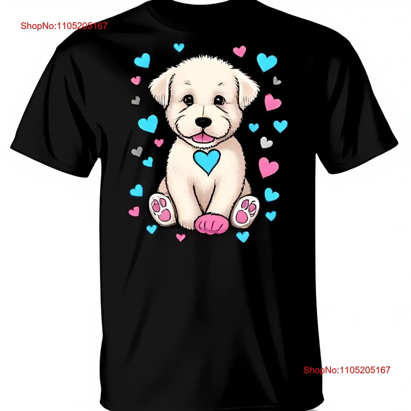 

Очаровательная черная футболка с мультяшным щенком, красочный дизайн в форме сердца, милый любитель домашних животных, винтажная стираная уличная одежда, удобная стильная одежда