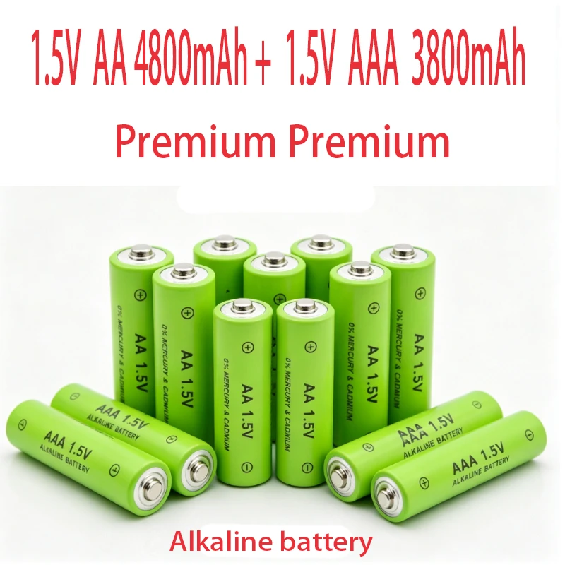 1.5 AA 4800mAh AAA 3800mAh 1.5V Ni-MH Rechargeable Batteries Power Supply Cells for Mice Clocks Computers Household Gadgets