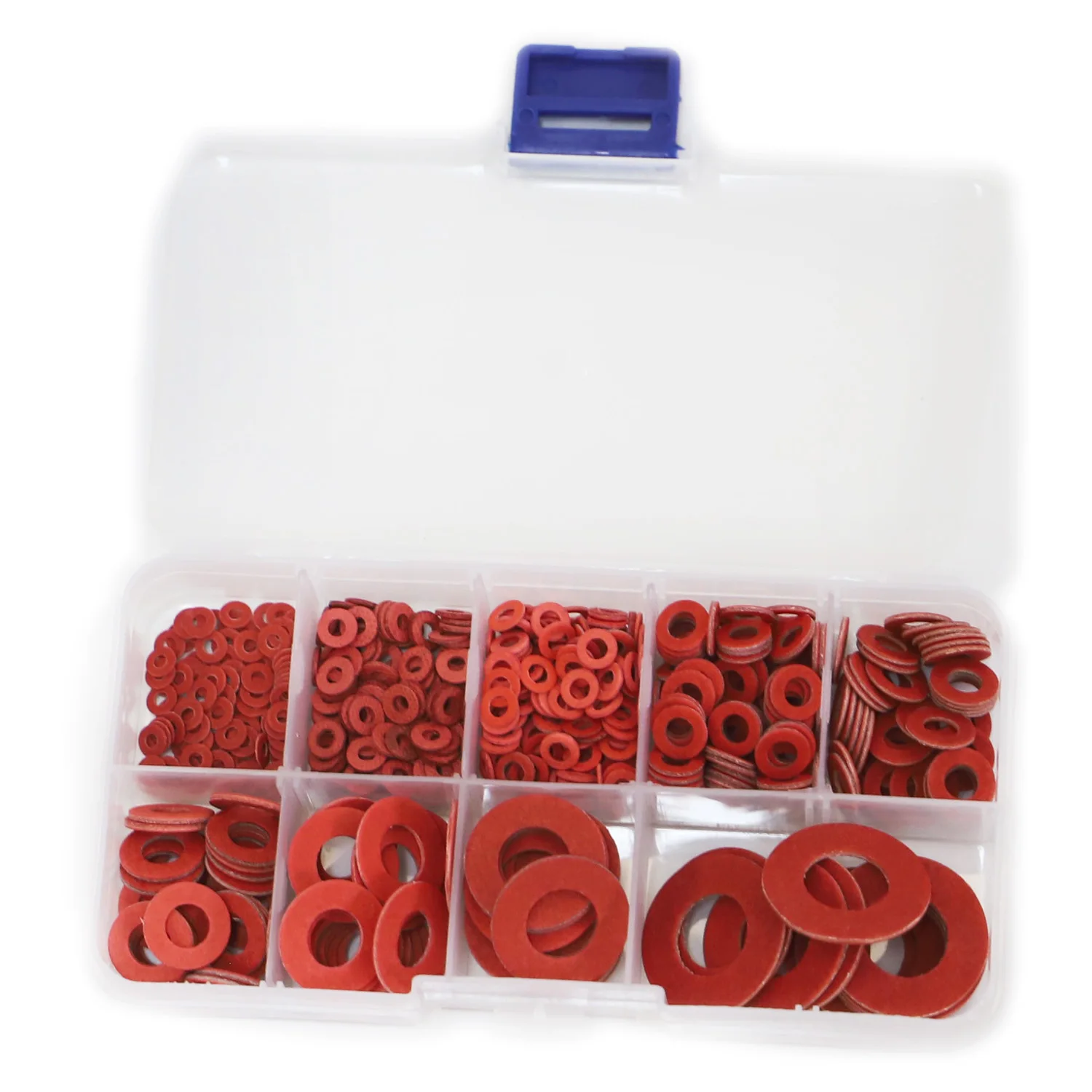 530pcs M2 M2.5 M3 M4 M5 M6 M8 M10 M12 Flat Washer Red Steel Paper Fiber Insulation Washer Flat Ring Seal Fastener Spacer Set