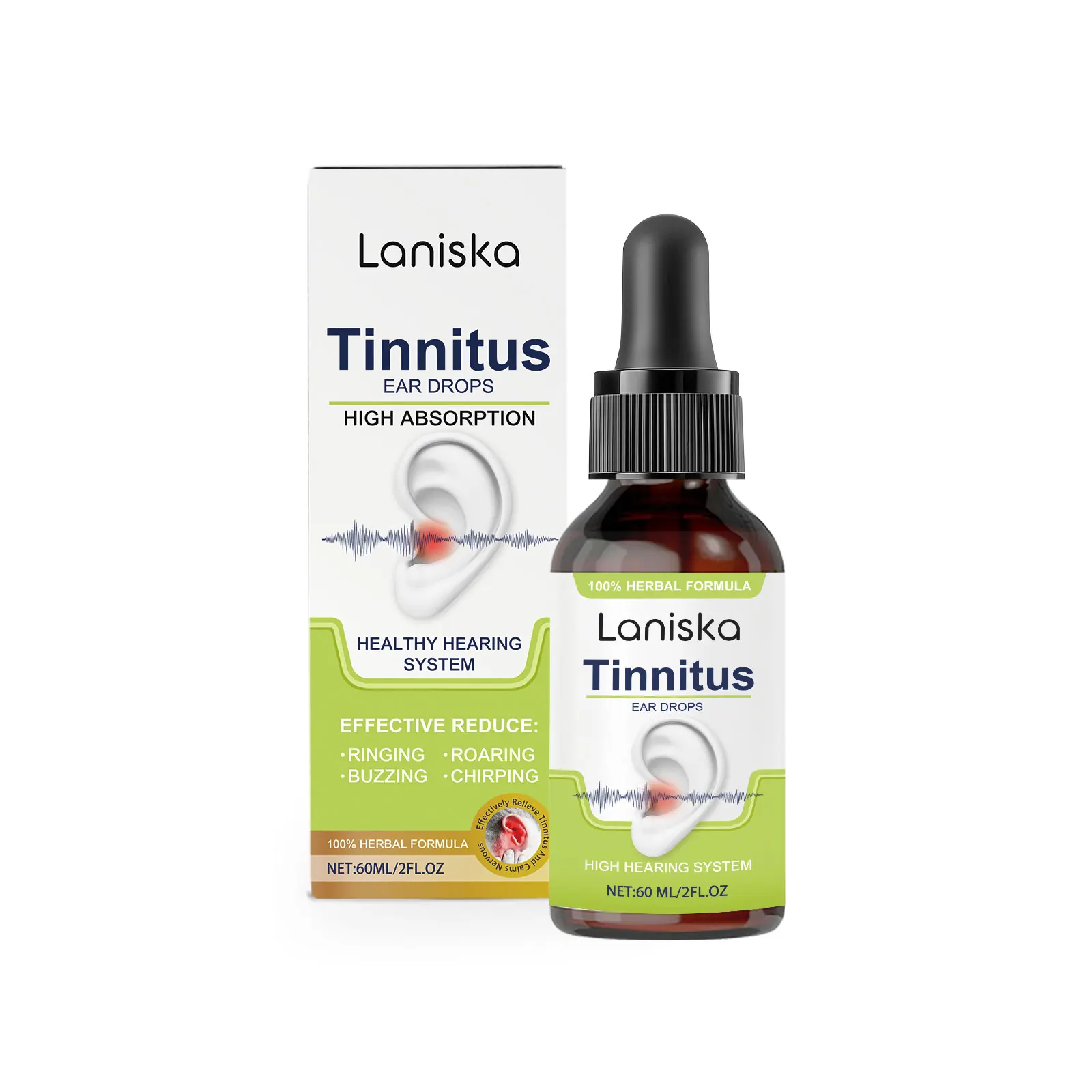 Ear Care Drops Improve Tinnitus Reduce Hearing Loss Alleviate Earache Swelling Otitis Care Gentle Ear Ringing Relief Drops 60ml