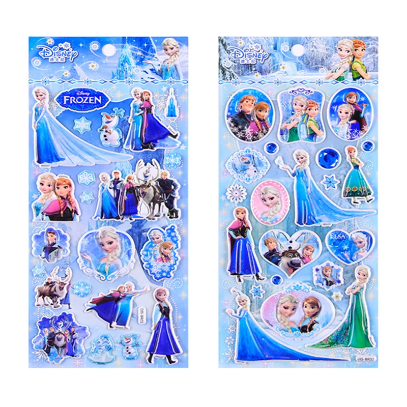 1pcs Disney Frozen Anna and Elsa Cartoon Stickers Kids Bedroom 3D Craft Decals Label Stationery Album Stickers Gifts