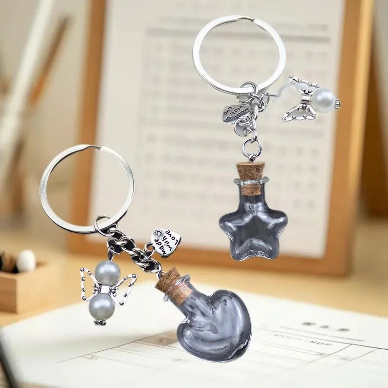 [YU] الزجاج زجاجة فارغة المفاتيح قلادة شفافة الزيوت الأساسية العطور الجرار زجاجة متمنيا صغيرة المفاتيح DIY بها بنفسك الحرف اليدوية