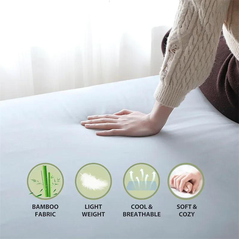 High Quality Bed Fitted Sheet 100% Bamboo Mattress Cover with Elastic Band Double King Queen Size Bed Sheet 90/120/200 Fit Shee