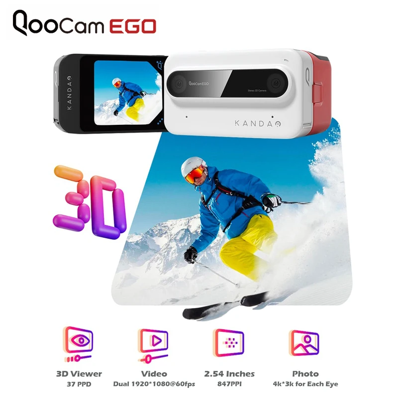 

Kandao Qoocam EGO 4K Realistic 3D Camera Snap and View Instant Camera Stereo Immersion Point and Shoot Stereo Digital Camera