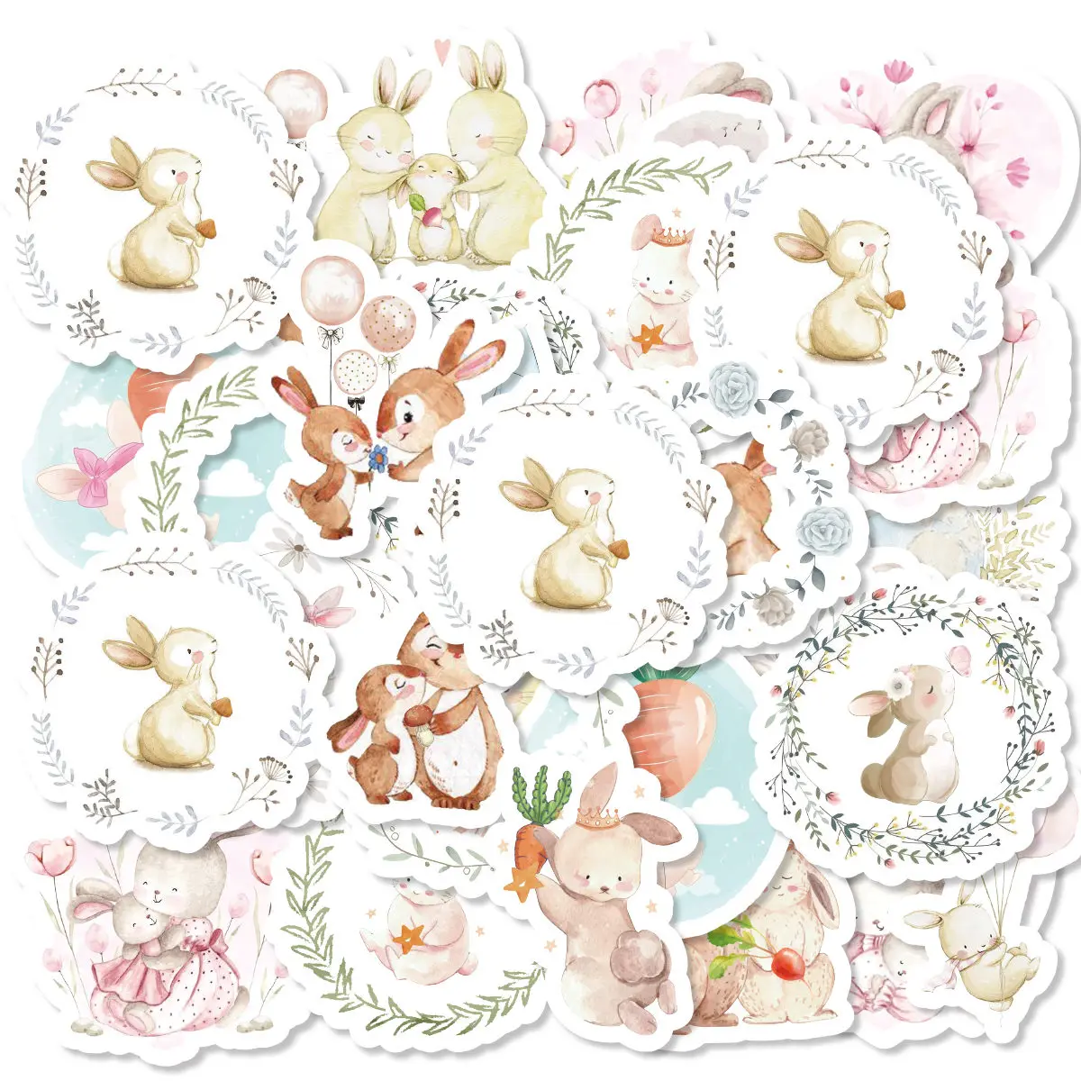 Etori Life 46pcs Cute Cartoon Animals, Forest Lively Rabbits Pattern Student DIY Cups,Scrapbooks,Laptops Decoration Stickers