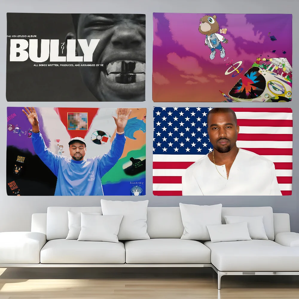 Rapper K-Kanye W-West  flag For Decoration Outdoor Picnic  Hanging Home Camping Party Banner