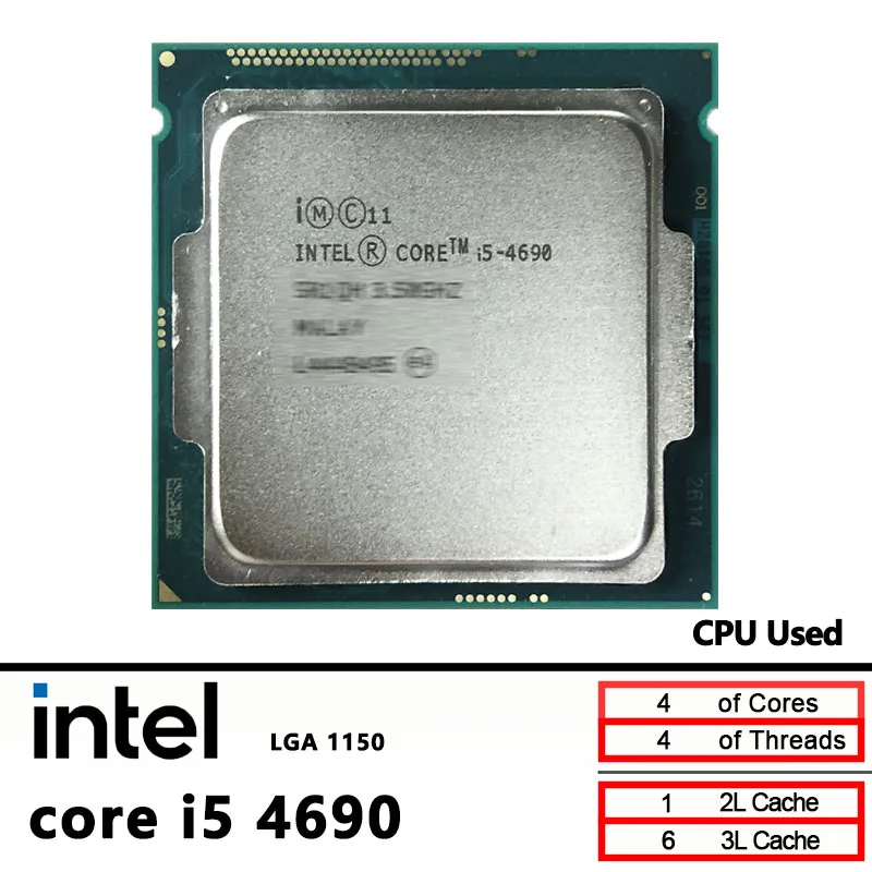 

Intel Core i5-4690 Б/у i5 4690 Четырехъядерный процессор с 3,5 ГГц, 6 МБ, 84 Вт, LGA 1150