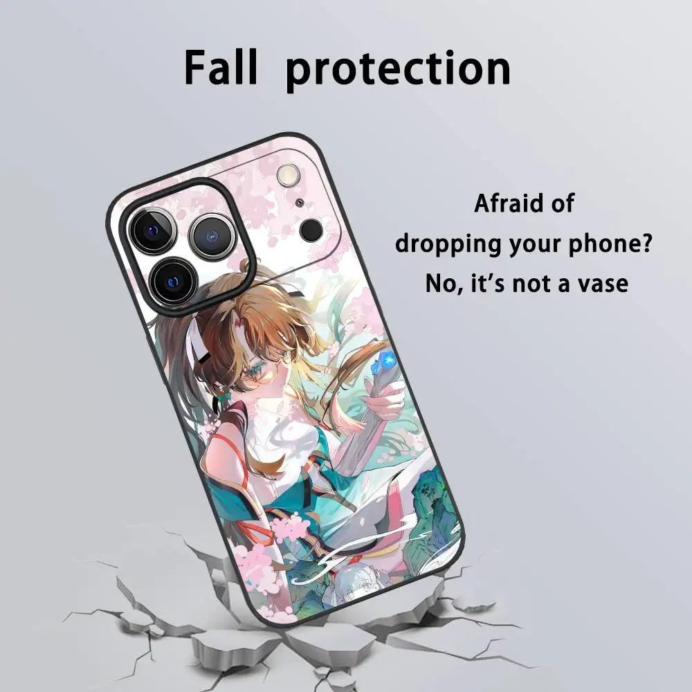 حافظة هاتف Zhezhi Wuthering Waves لهاتف آيفون 17 16 15 14 13 12 11 Pro Max Plus Mini Black Frosted Soft Shell Funda #4