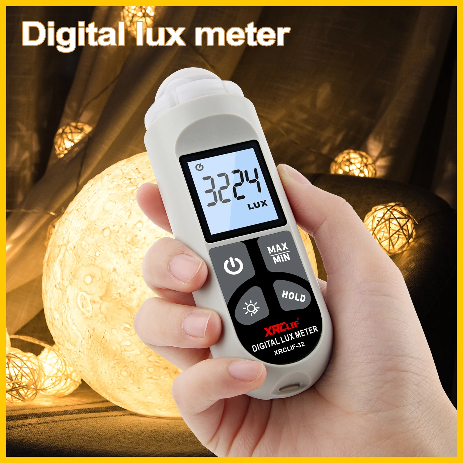 XRCLIF Lux Meter 0.1~200,000luxowy miernik światła Kieszonkowy luxometr Iluminometr Lux/Fc Fotometr Tester środowiskowy