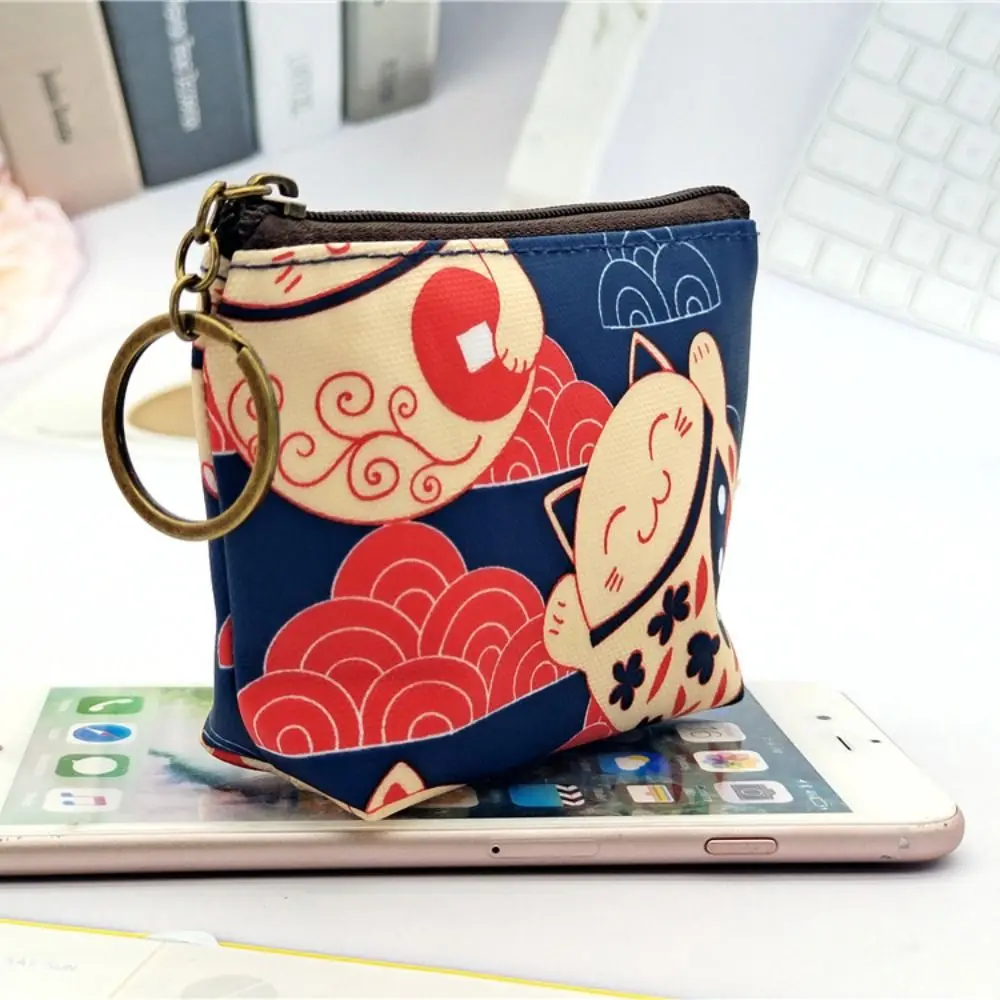 Cute Polyester Keychain Wallet Girl Boy Cartoon Print Small Coin Purse Money Bag Children Small Organizer Pouch