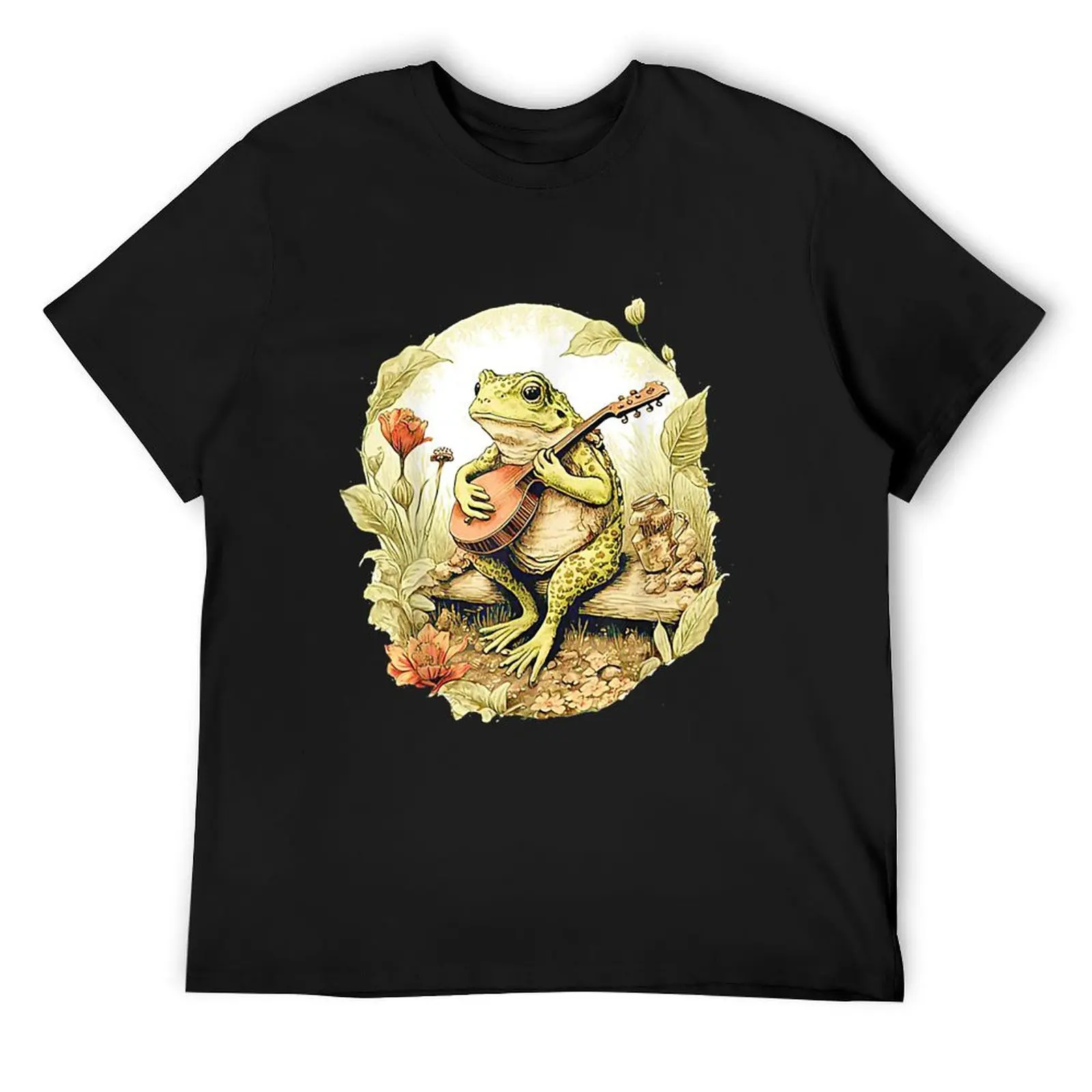 

Frog Playing Banjo On Log T-Shirt custom t shirt summer 2025 T-shirts oversize t shirts for men graphic