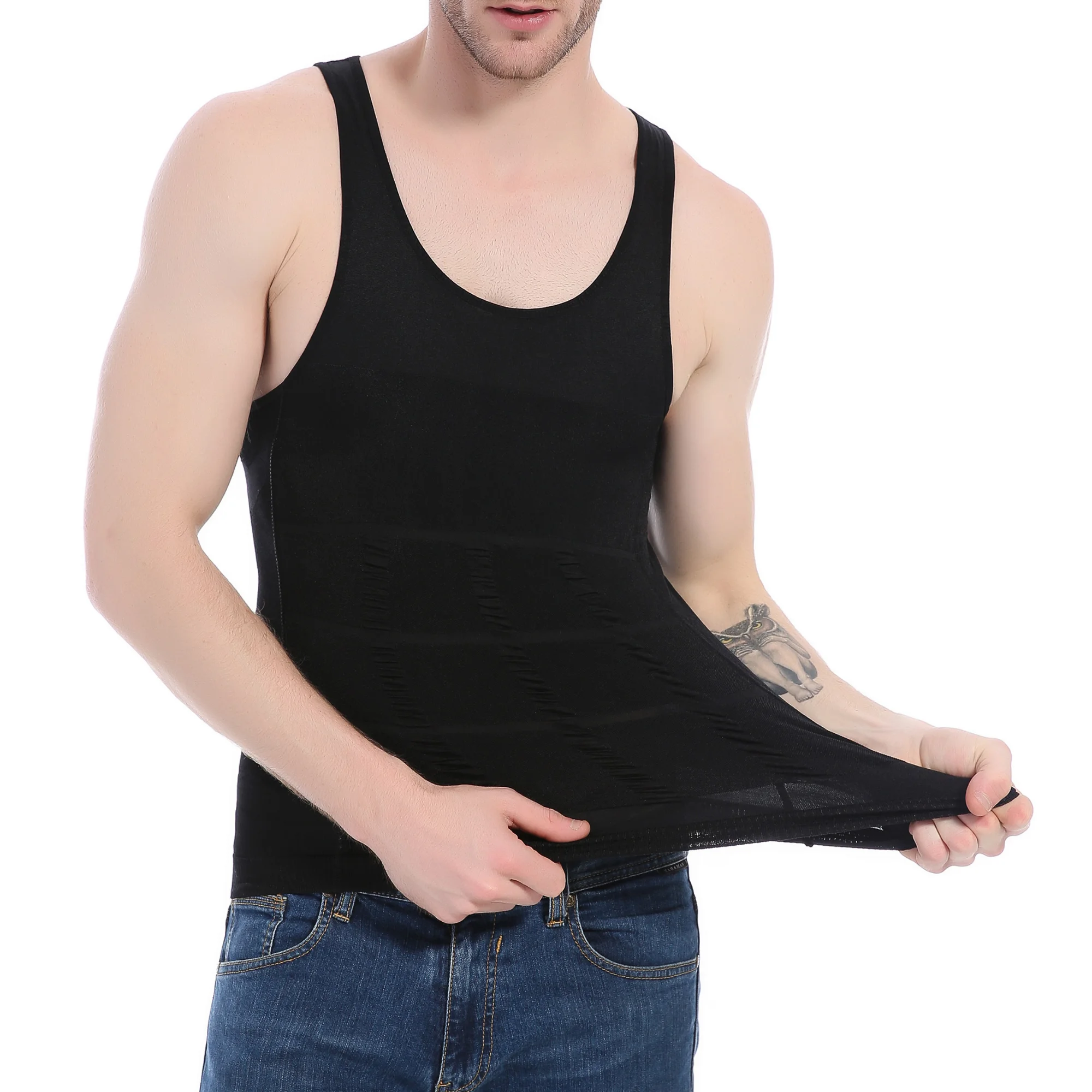 

Мужская компрессионная майка для коррекции живота и груди, дышащая, комфортная, утягивающая, базовый слой, облегающая, корректирующая фигуру