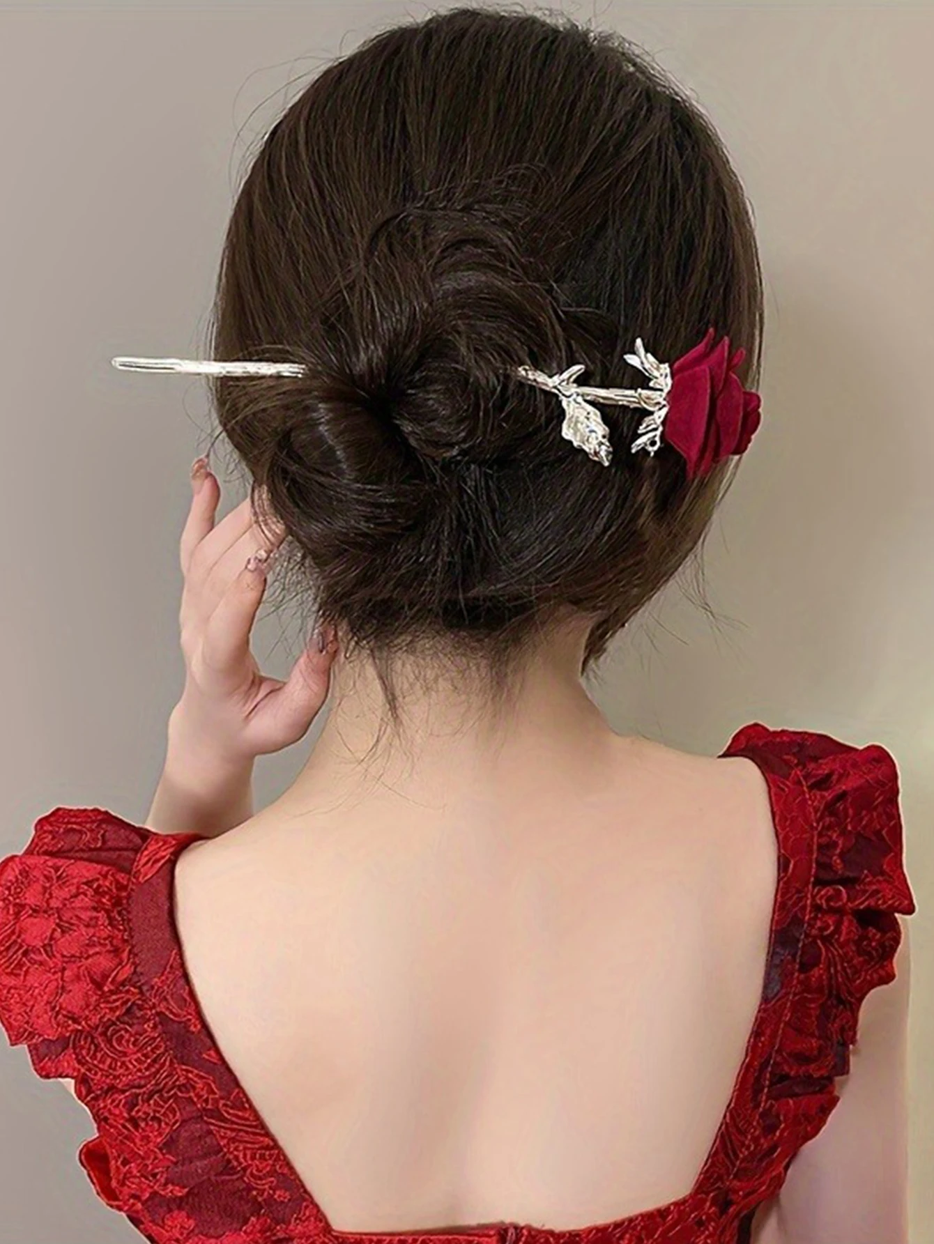 

1 шт. Модная бархатная заколка для волос в форме розы для женщин и девушек, для вечеринок, в китайском стиле, новые аксессуары для волос