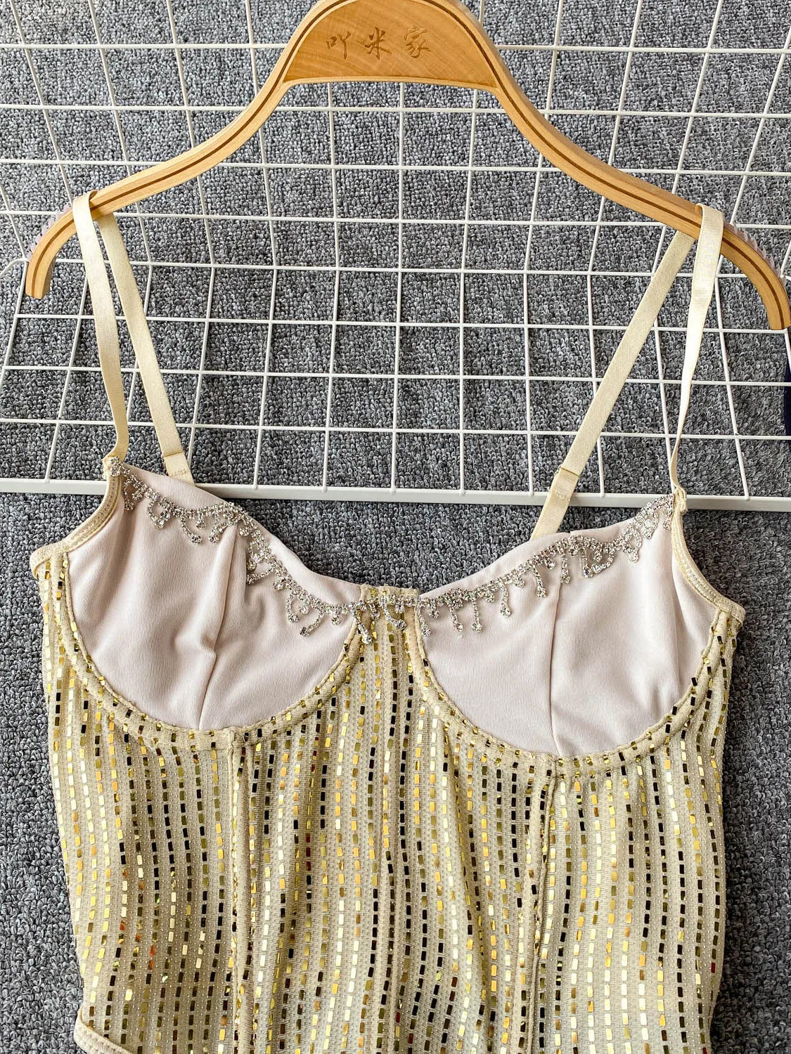 الذهب Emed الماس تقليم Csole تانك الأعلى المرأة ملابس خارجية التخسيس مثير Bal ort Sle تخفيف Faion #3