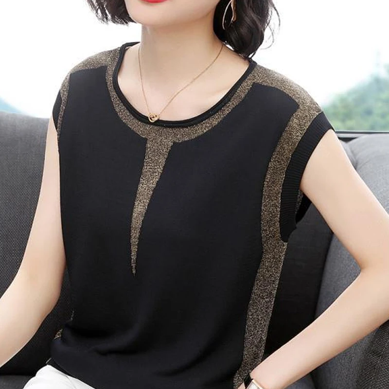 2023 Women's Clothing Dignified Summer Thin Intellectual Round Neck Loose Pullovers Solid Color Vintage Fashion Casual T-Shirts