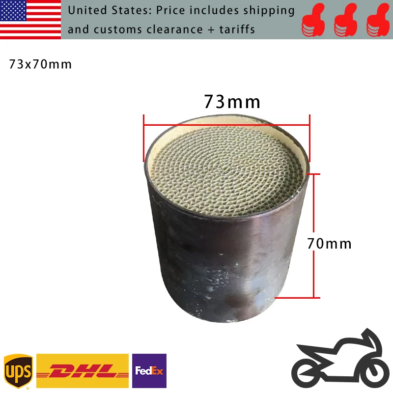 73x70mm Edelstahl-Motorrad-Metallkatalysator für Auspuff Motorrad-Auspuff Metallkatalysatorkern Hohe Dichte – Detail 1