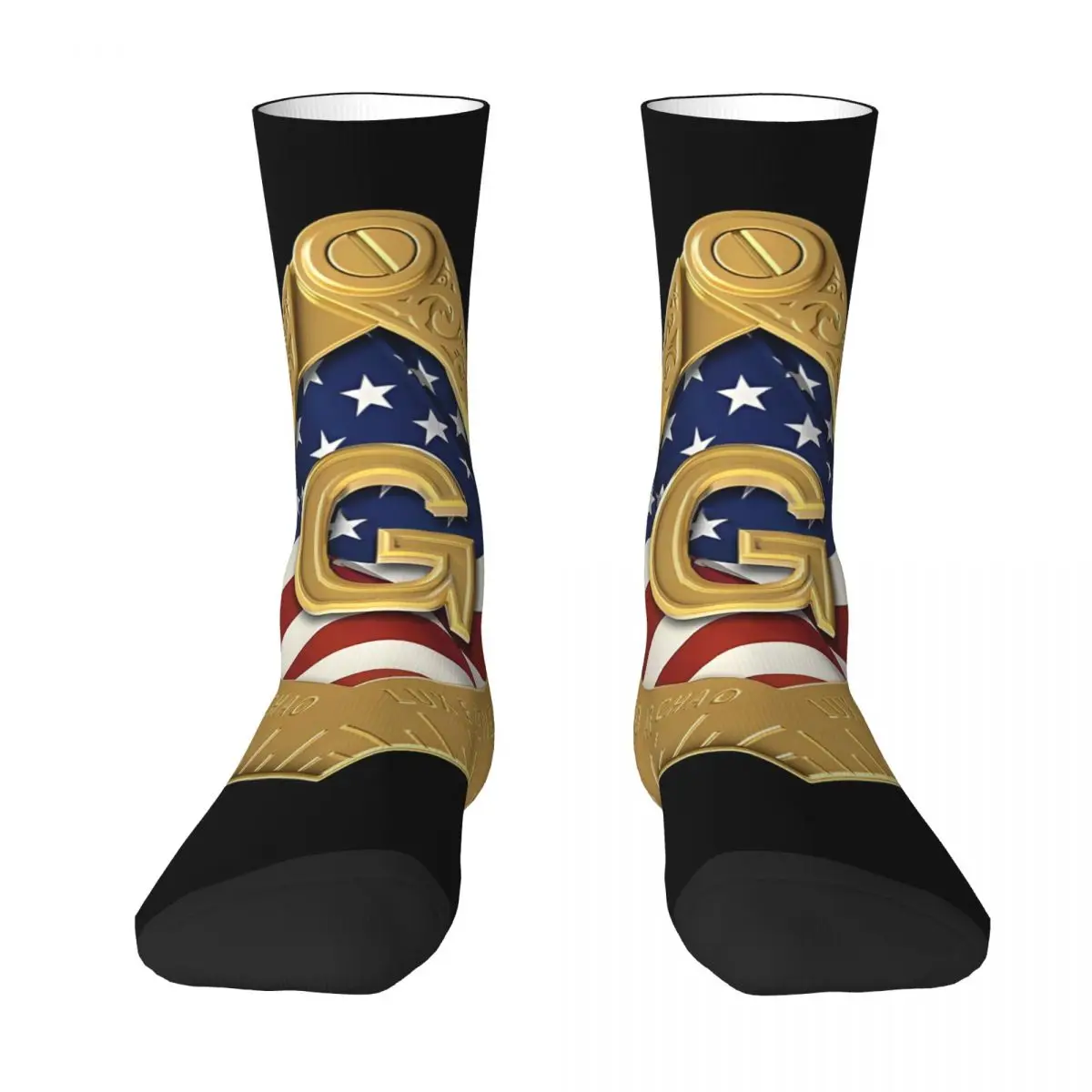 Square Compass USA American Flag Gold Masonic Freemason Unisex Winter Socks Outdoor Happy Socks Street Style Crazy Sock