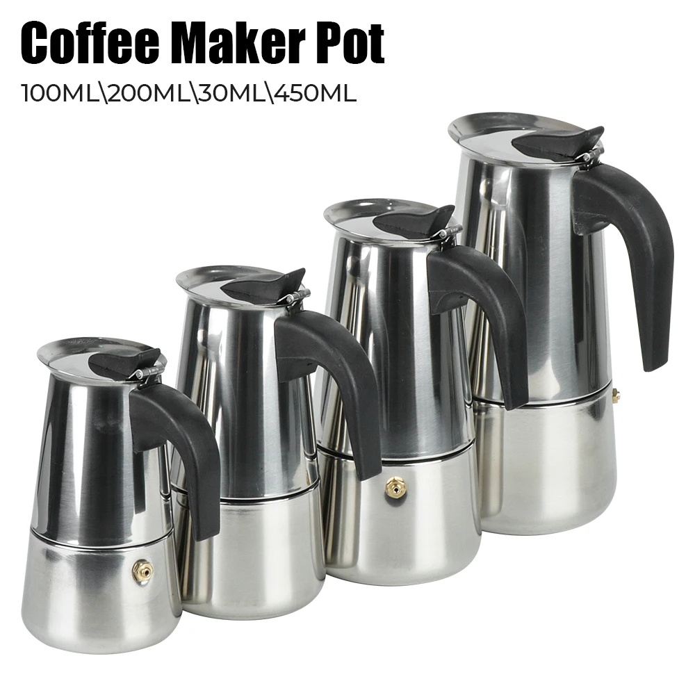 Coffee Maker Pot Coffee Pot for Kitchen 2/4/6/9 Cups Mocha Espresso Latte Stovetop Filter Moka Coffee Maker Stainless Steel